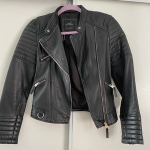 Zara Leather Moto Jacket Black